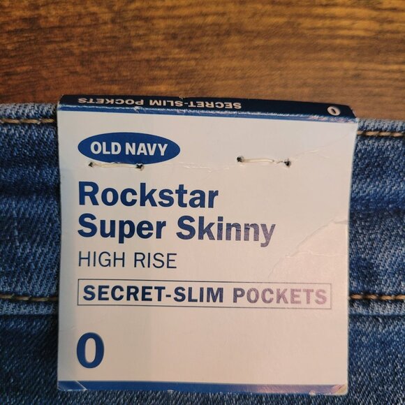 Old Navy Jeans Size 0 Rockstar Super Skinny High Rise Tummy Control Ripped NWT - Picture 4 of 10